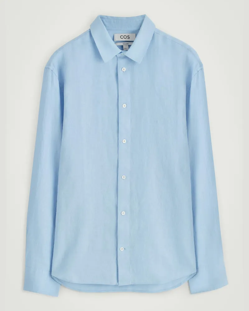 COS Lockeres Leinenhemd Blau