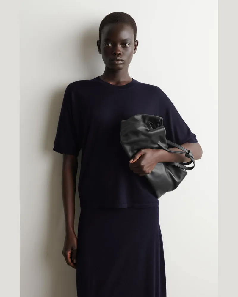 COS Strick-T-Shirt Aus Merinowolle Blau