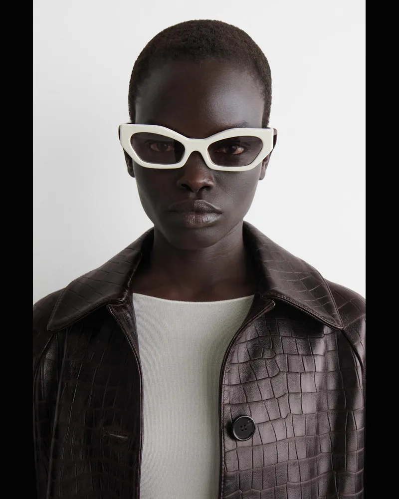 COS Lederbezogene Sonnenbrille Mit Cat-Eye-Rahmen Weiß