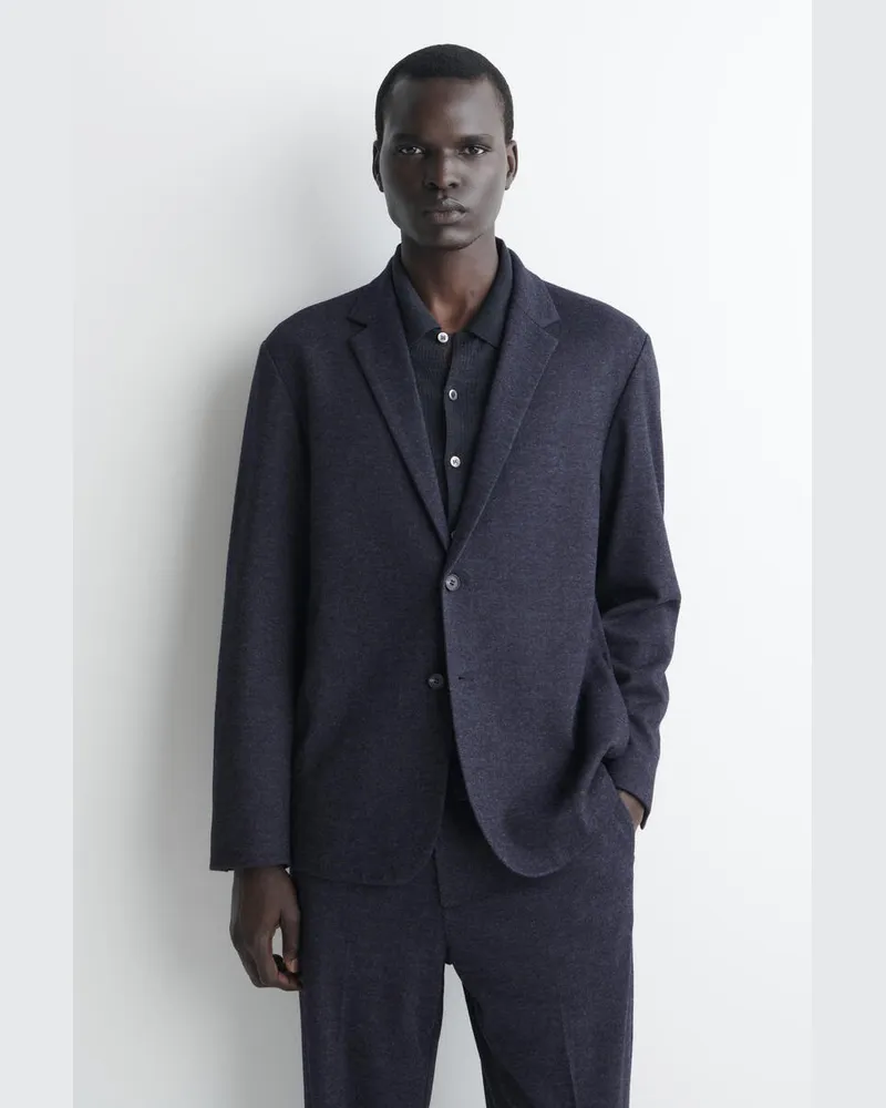 COS Unstrukturierter Blazer Aus Jersey Blau