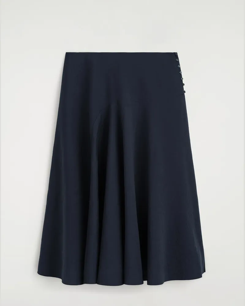 COS Fliessender Midirock Mit Knopfdetail Blau