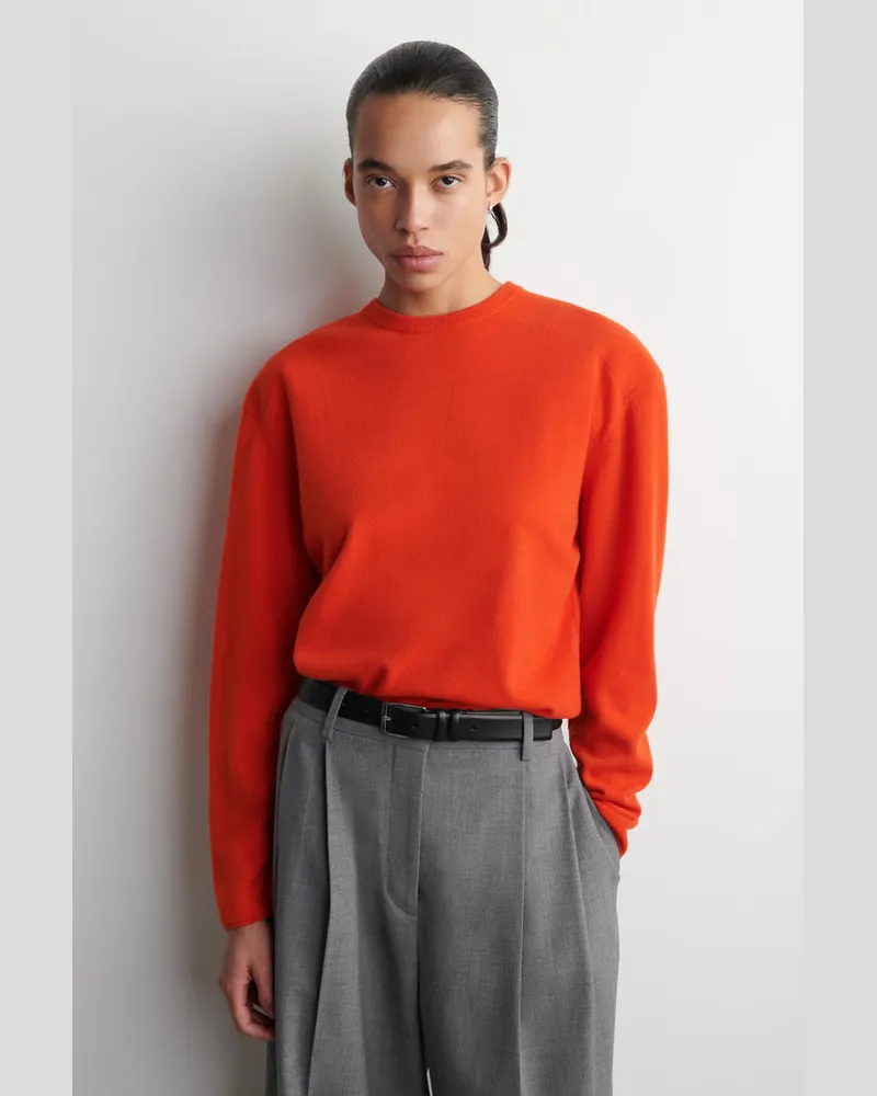 COS Pullover Aus Merinowolle Mit Rundhalsausschnitt Orange