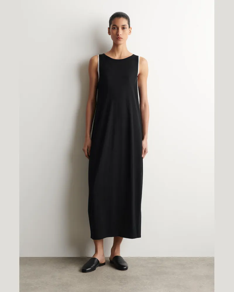 COS Abgerundetes Maxikleid Aus Merinowolle Schwarz