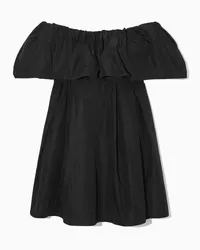 COS Voluminöses Schulterfreies Minikleid Schwarz