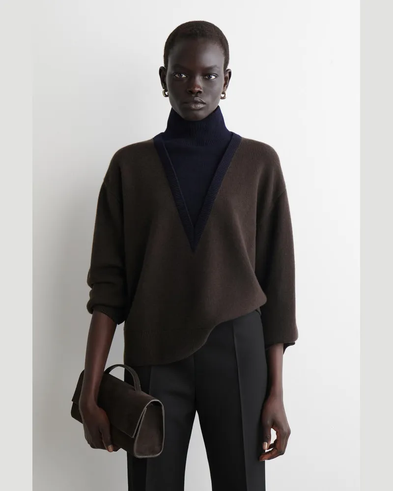 COS Pullover Aus Merinowolle Mit Hohem Kragen Braun