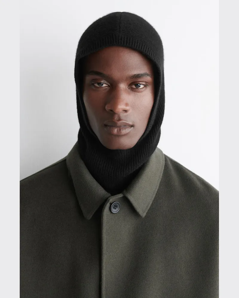 COS Gerippter Kapuzenschal Aus Woll-Kaschmir-Mix Schwarz