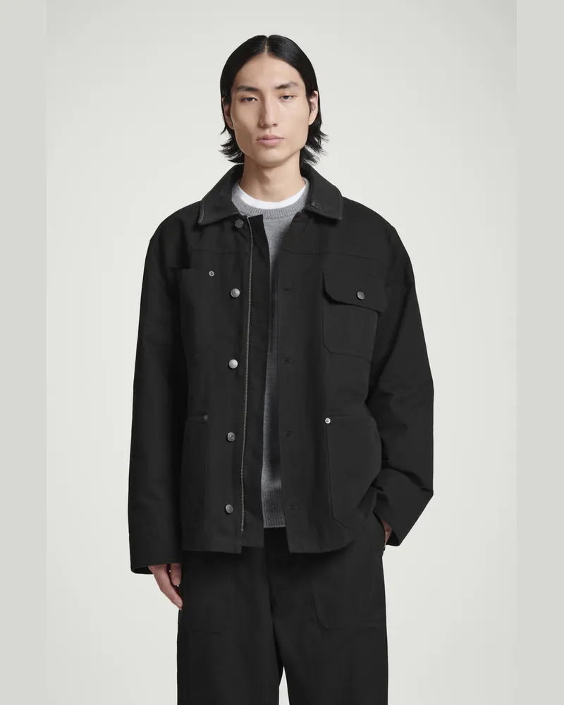 COS Feldjacke Mit Lederkragen Schwarz