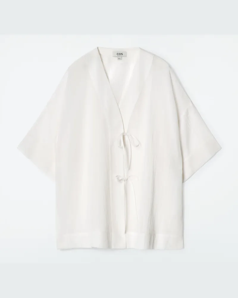 COS Strandhemd In Knitteroptik Mit Bändern Weiß