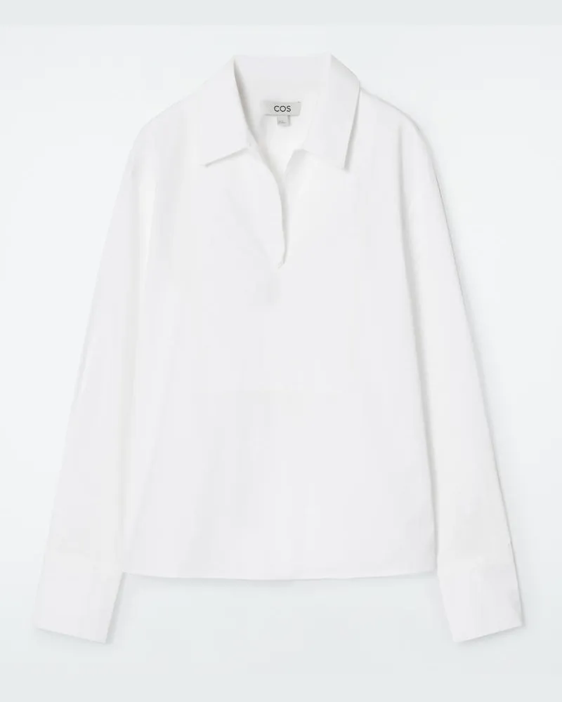 COS Hemd Aus Popeline Mit Latzkragen Weiß