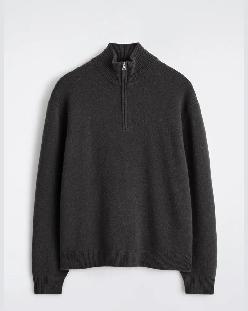 COS Kaschmirpullover Mit Kurzem Reissverschluss Braun