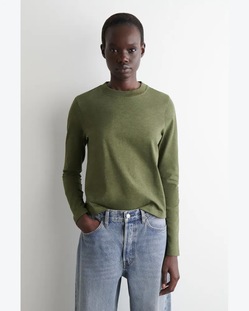 COS Schlichtes Langarmshirt Mit Normaler Passform Grün