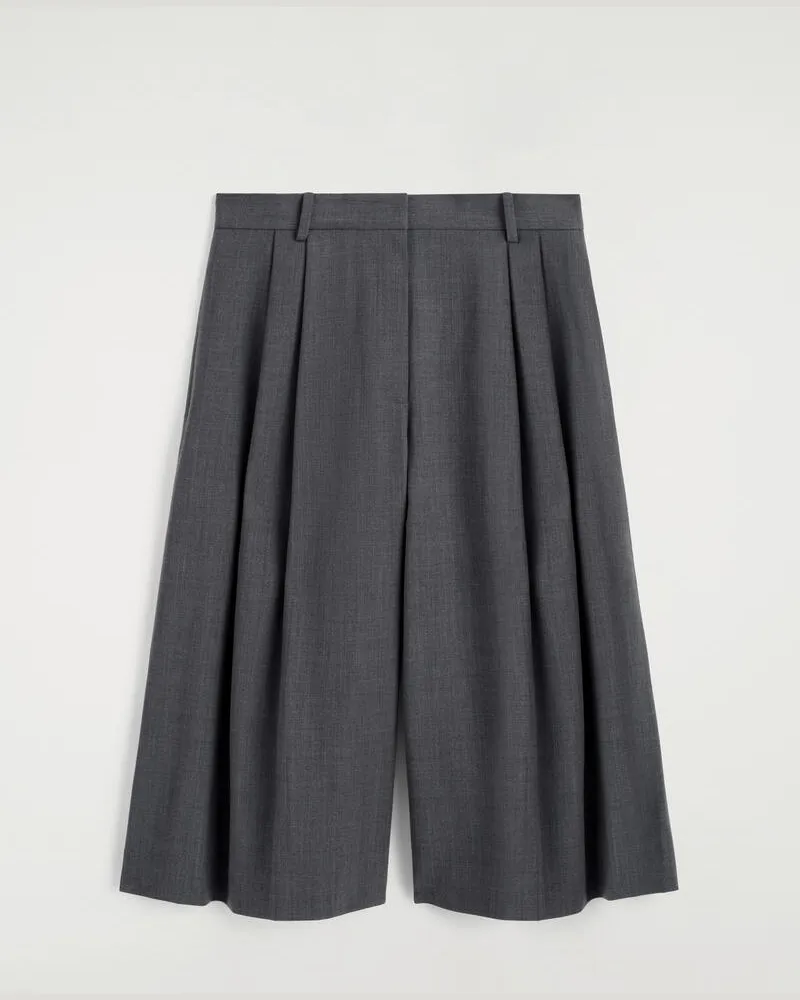 COS Culottes Aus Woll-Mix Mit Falten Grau