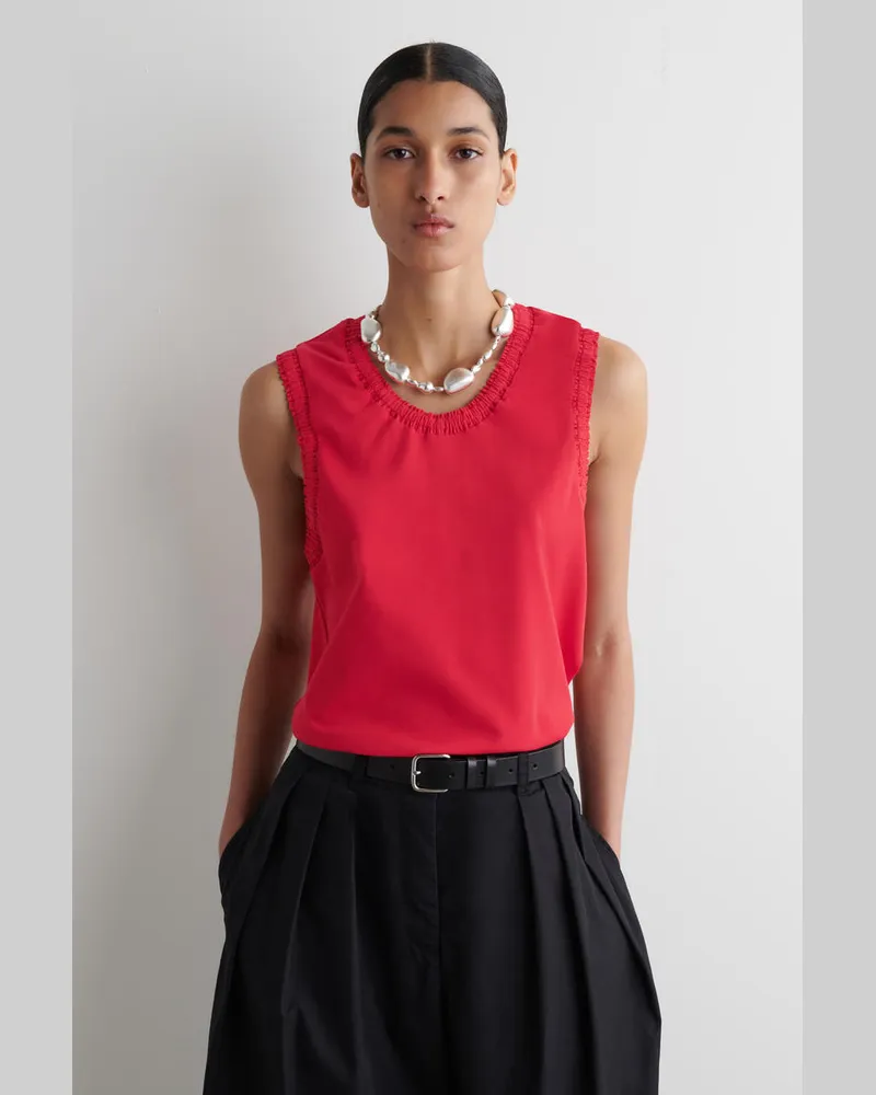 COS Tanktop Aus Baumwolle Mit Raffungen Rot