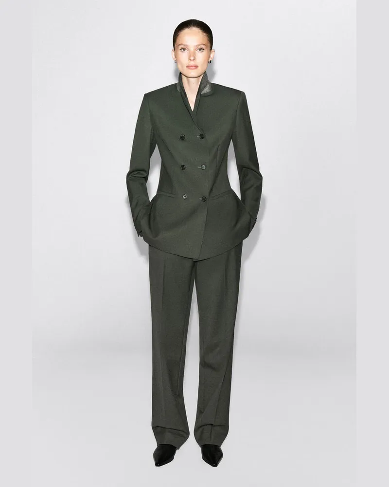 COS Elegante Hose Aus Twill Mit Ausgestelltem Bein Grün