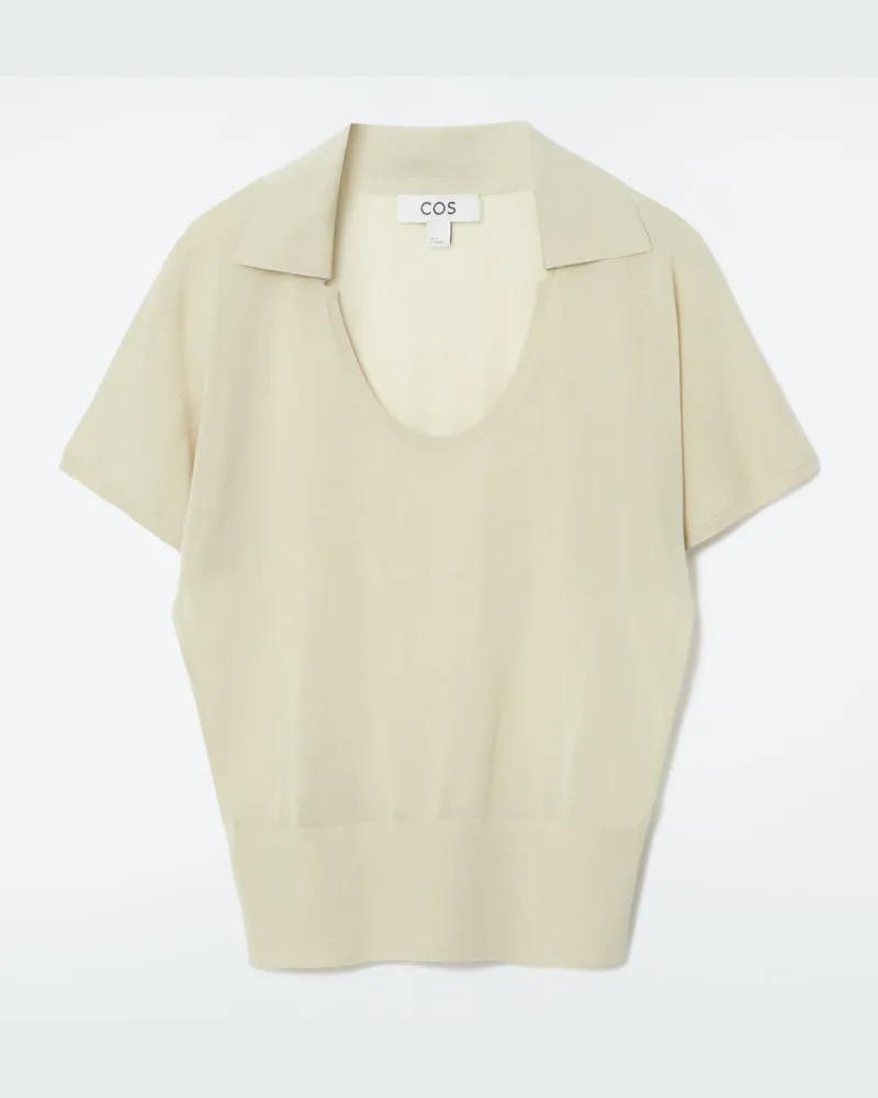 COS Poloshirt Aus Strick Mit Rundhalsausschnitt Beige