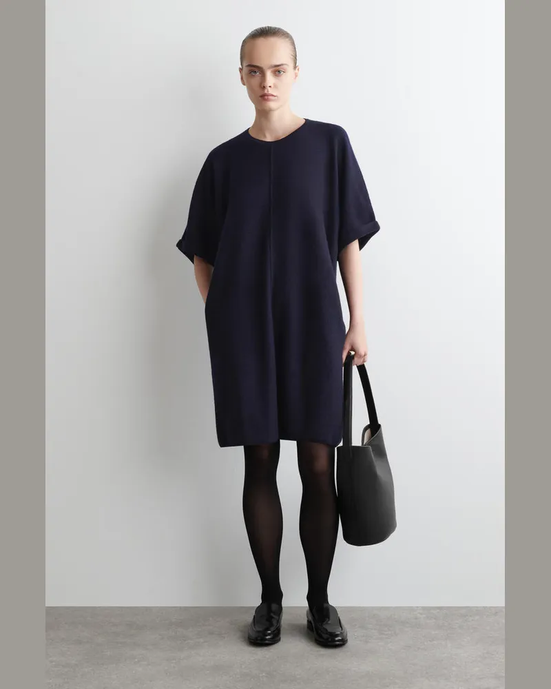 COS Skulpturales Minikleid Aus Merinowolle Blau