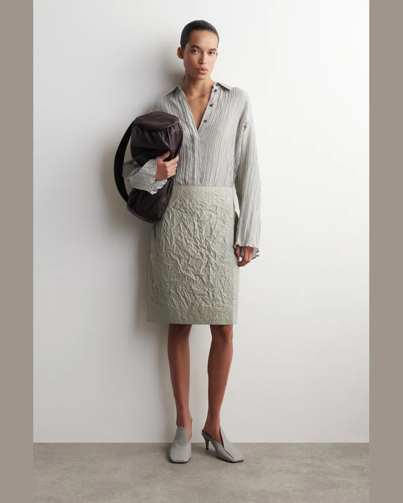 COS Drapierte Mules Aus Leder Mit Kitten-Heel Grau