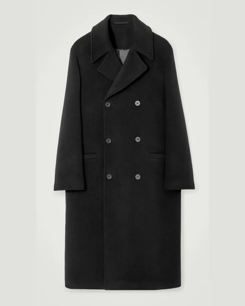COS Zweireihiger Wollmantel Schwarz
