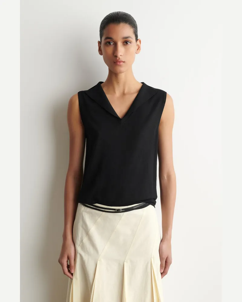 COS Strickoberteil Aus Baumwoll-Seiden-Mix Schwarz
