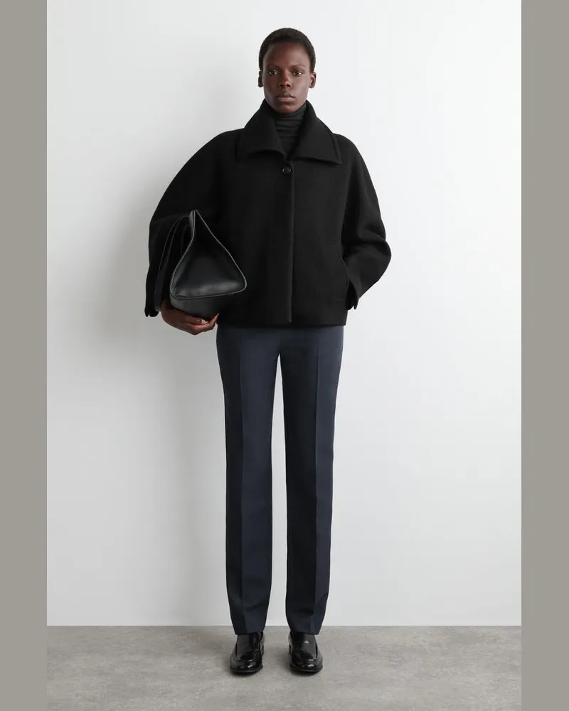 COS Oversized-Kurzjacke Aus Kochwolle Schwarz