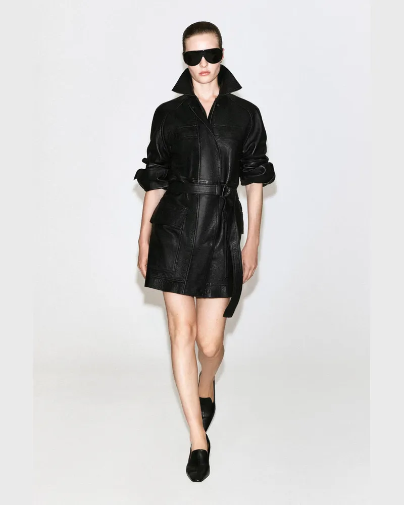 COS Workwear-Lederjacke Mit Gürtel Schwarz