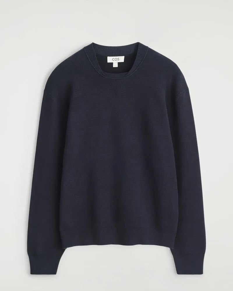 COS Strickpullover Aus Doubleface-Material Blau