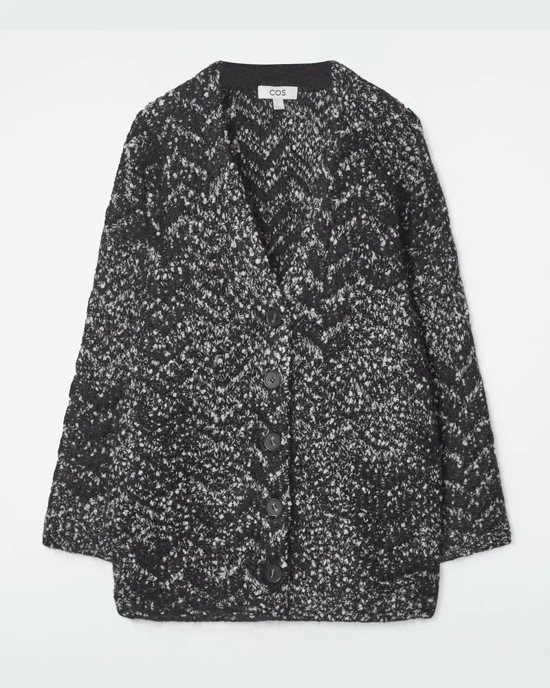 COS Strickjacke Aus Mohair-Mix Mit Fischgrätmuster Schwarz
