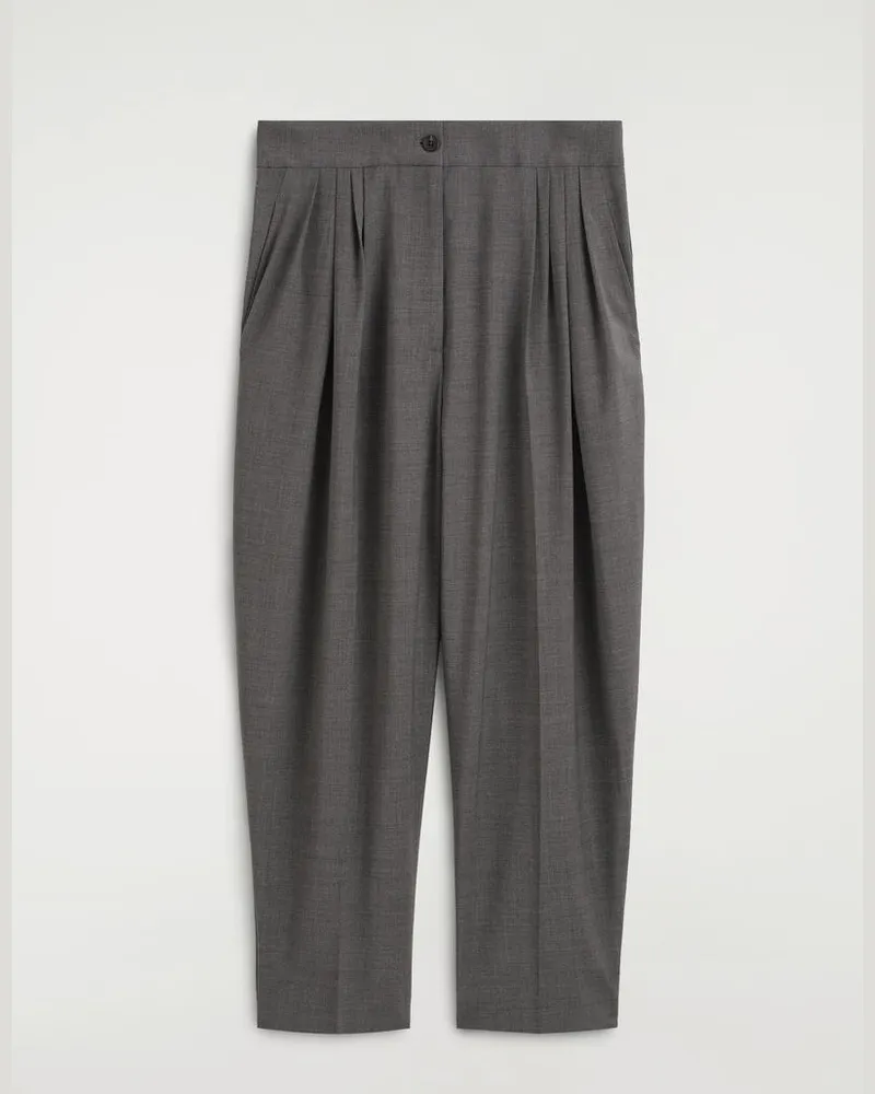 COS Schmal Zulaufende Hose Aus Woll-Mix Mit Falten Grau