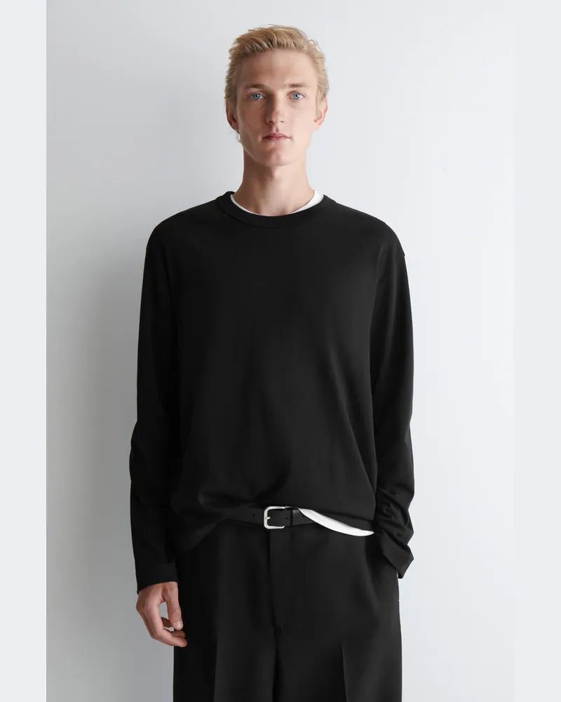 COS Lockeres Langarmshirt Aus Jersey Schwarz