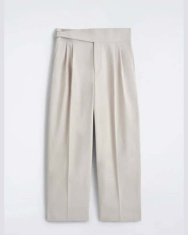 COS Belt-Detail Pleated Wide-Leg Trousers Beige