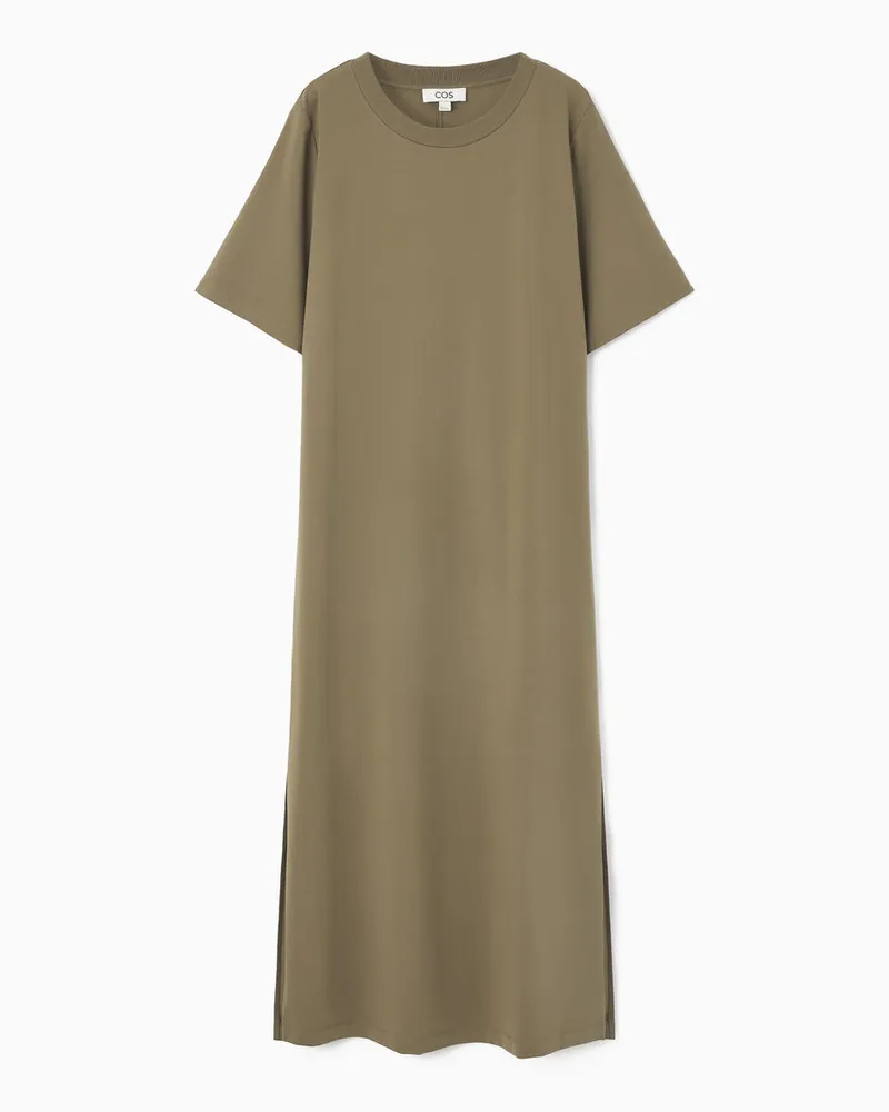 Cos T-Shirt-Kleid In Midilänge Mit Geschlitztem Saum Khaki