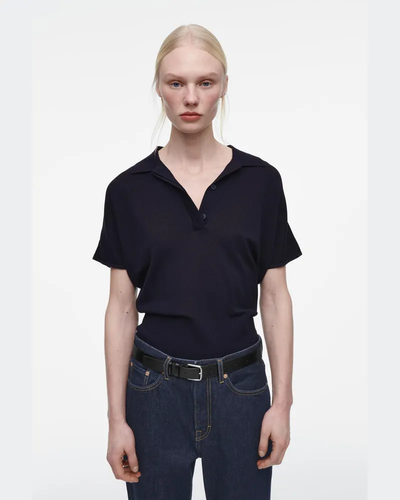 COS Poloshirt Aus Strick Blau