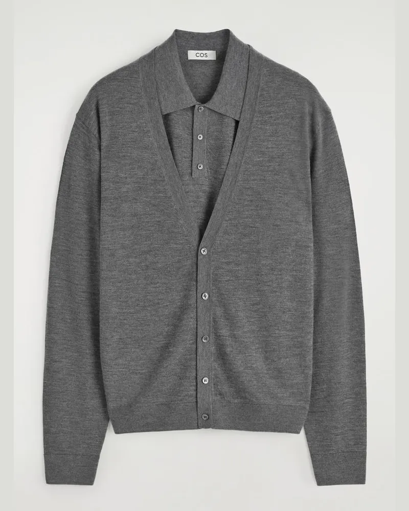 COS Mehrlagige Strickjacke Aus Feinem Kaschmir Grau