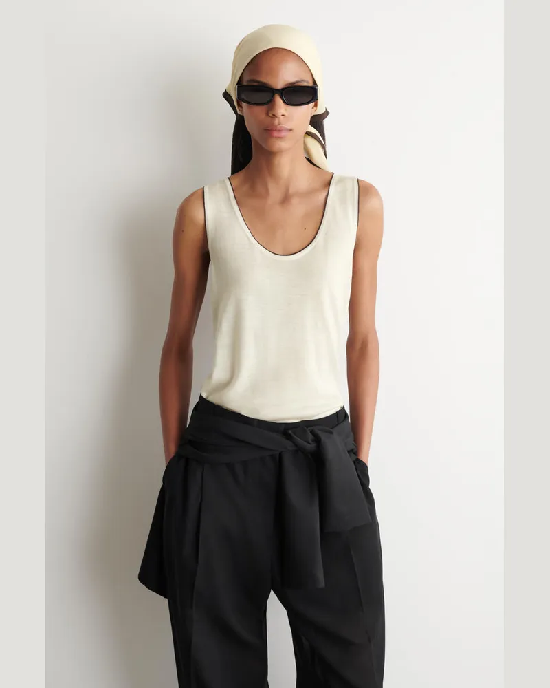 COS Tanktop Aus Wolle Mit Kontrastierender Einfassung Weiß