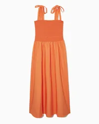 COS Gesmoktes Midikleid Mit Bindedetail Orange