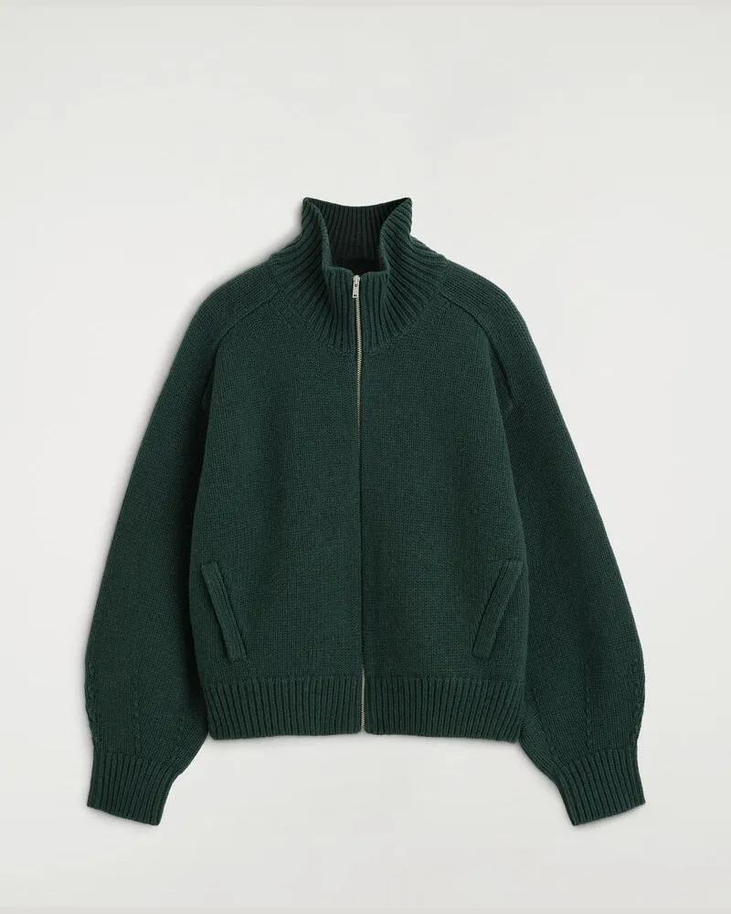 COS Wolljacke Mit Trichterkragen Und Reissverschluss Grün