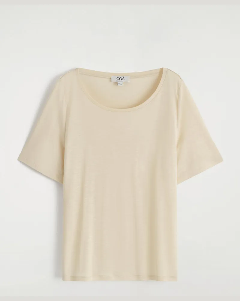 COS Lockeres T-Shirt Mit Tiefem Ausschnitt Beige