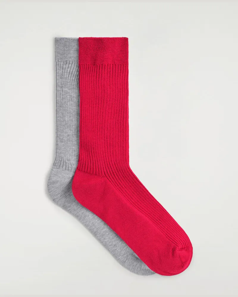 COS 2Er-Pack Gerippte Socken Rot