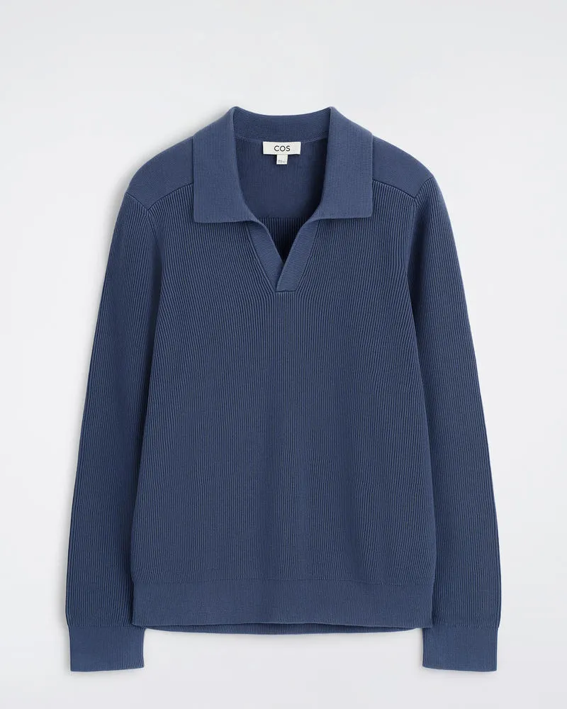 COS Polopullover Aus Baumwolle Blau