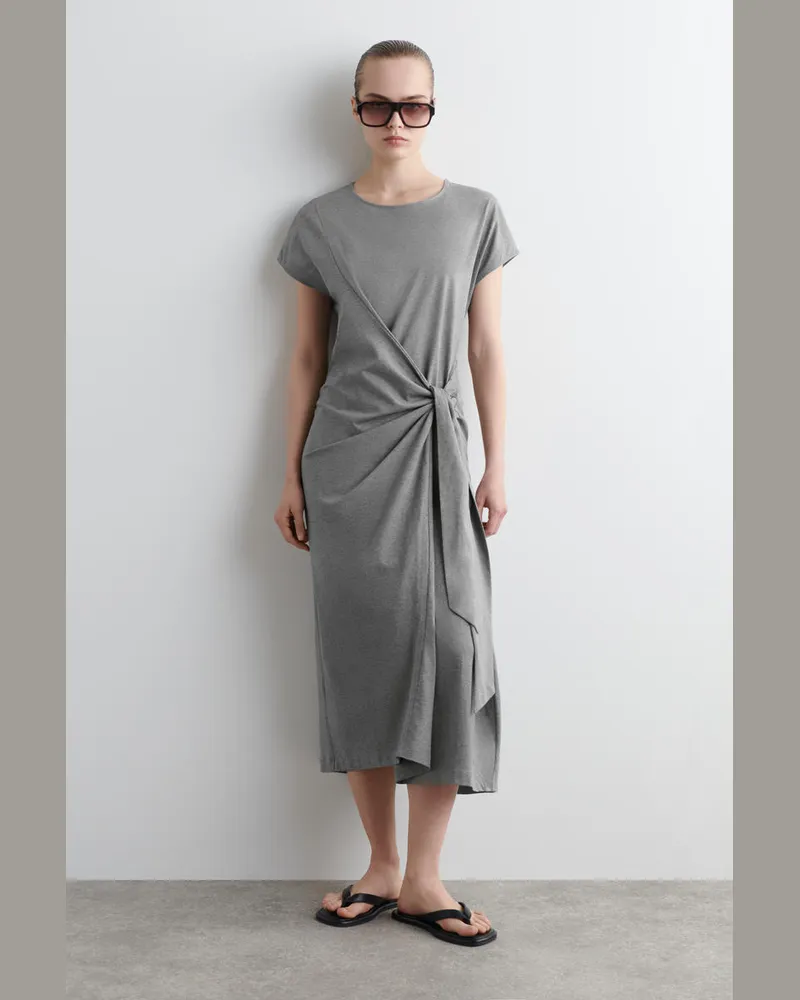 COS Wrap-Front T-Shirt Dress Grau
