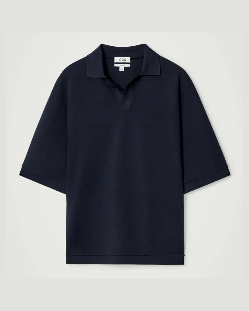 COS Poloshirt Aus Jersey Mit Offenem Kragen Blau
