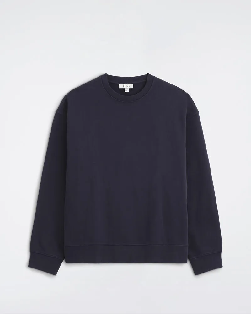 COS Sweatshirt Aus Vorgewaschener Baumwolle Blau