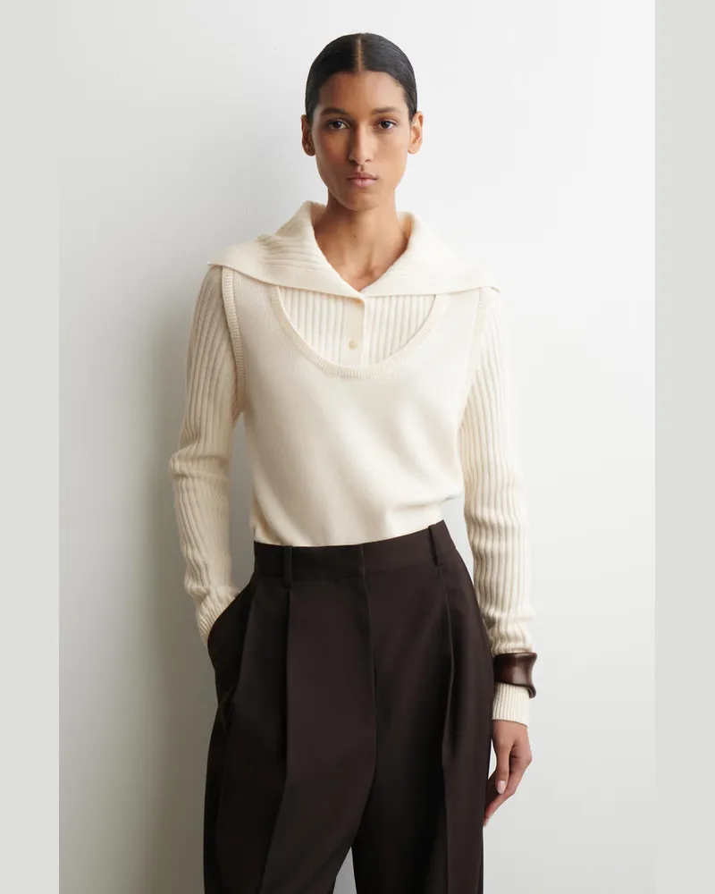 COS Mehrlagiger Pullover Aus Merinowolle Weiß