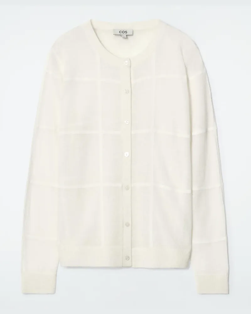 COS Strickjacke Mit Windowpane-Karo Weiß