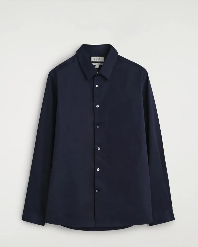 COS Hemd Aus Popeline Mit Schmaler Passform Blau
