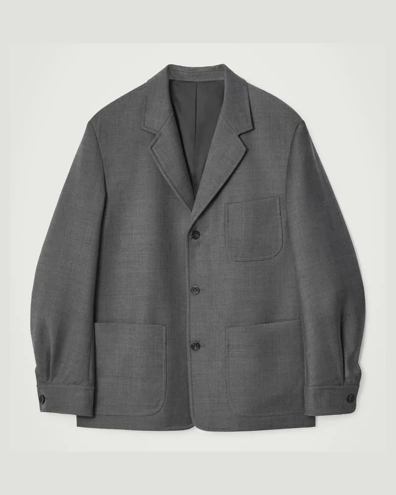 COS Unstrukturierter Blazer Aus Merinowoll-Mix Grau