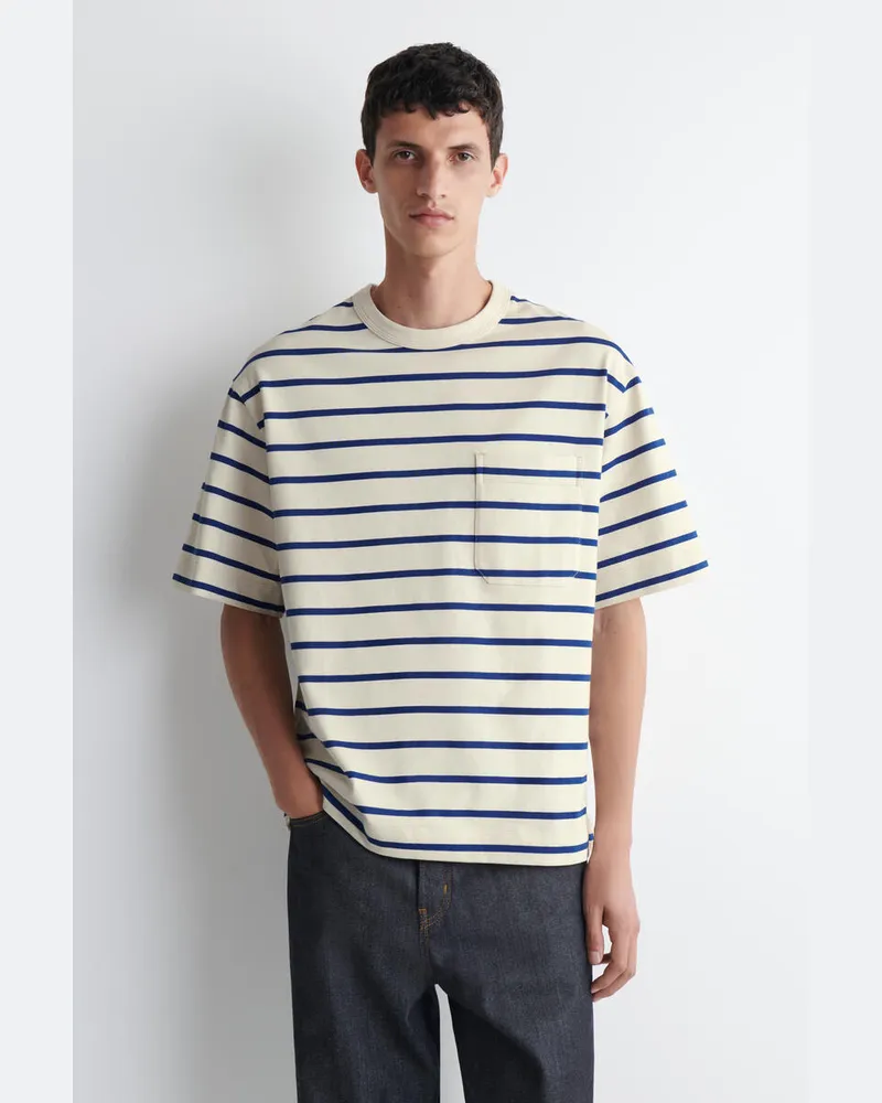COS Gewichtiges Oversized-T-Shirt Blau