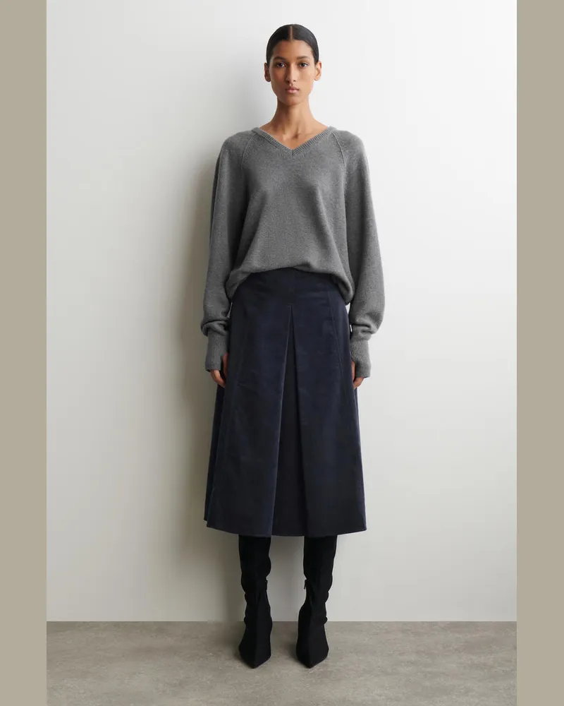 COS Midirock Aus Cord Mit Falten Blau