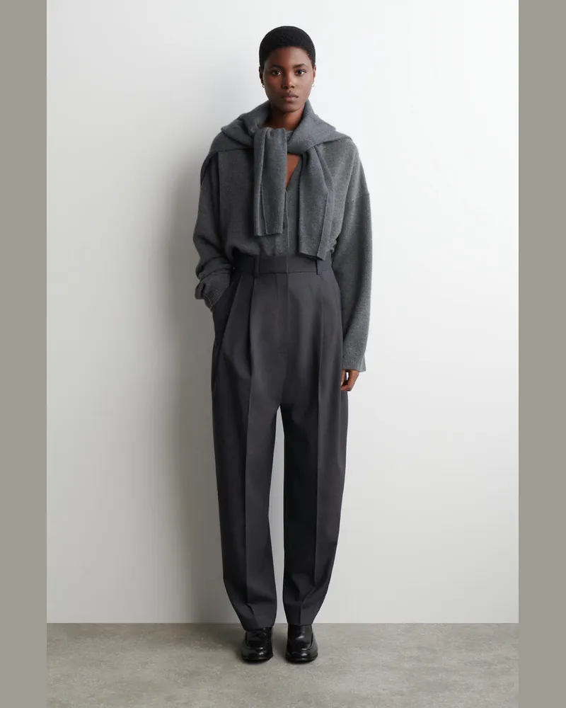 COS Hose Aus Woll-Mix Mit Barrel-Bein Und Falten Grau