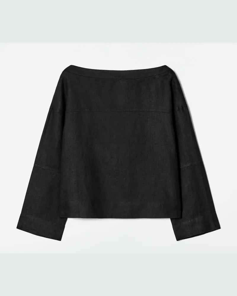 COS Leinenbluse Mit Bindedetail Schwarz